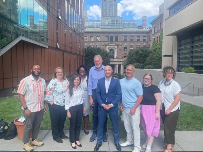 Beyond Barnard staff outside the Diana Center on campus